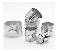 Thermohauser 8300031869 - Set di 6 formine per biscotti in acciaio INOX, rotonde, bordo liscio/ondulato, diametro 5,0-11,4 cm, confezionato in scatola di latta