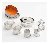 Thermohauser 8300031872 - Set di 9 stampi per biscotti in acciaio INOX, forma ovale, bordo ondulato 2,4-8,2 cm, confezionato in scatola di latta