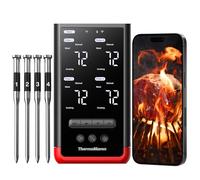ThermoMaven P4 - Termometro wireless per carne, con 4 sonde, 6 sensori | WiFi e Bluetooth 5.3, precisione ± 0,3 ℃, base con app e display intelligente, IPX8 lavabile in lavastoviglie, per barbecue