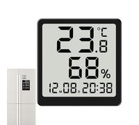 Thermometer and Hygrometer Clock - 3.15x0.79x3.23 Inches Humidity Meter | Magnetic Digital Timer Temperature Meter | Mini Humidity Monitor for Home Bedroom Kitchen Greenhouse Garage Bathroom