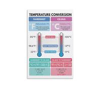 Thermometer Design Wall-Art Print Fahrenheit Celsius Temperature Chart Modern Home Decor for Living Room Kitchen Bedroom Office(Framed,12x18inch(30x45cm))