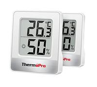 ThermoPro TP49-2 Piccolo Igrometro Digitale Termometro Interno Termometro Dell'atmosfera Monitor di Temperatura e Umidometro per il Comfort Home Office Termometro di Rettile, 2 Pezzi