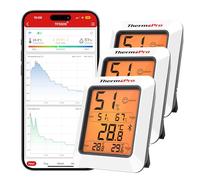 ThermoPro TempPro Termometro Ambiente Interno, Igrometro Bluetooth, Igrometro Umidità Casa, Termometro Ambiente Bluetooth Fino a 80m, Termoigrometro con Retroilluminato con Esportazione Dati, 3 pezzi