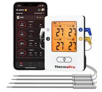 ThermoPro TempPro TP25Termometro Bluetooth per carne, con 4 sonde di temperatura, ricaricabile, termometro alimentare intelligente digitale wireless, per la cucina, barbecue, griglia, forno