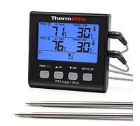 ThermoPro TP17B Termometro Per Carne, Digitale, a Doppia Sonda, Con Ampio Display LCD Retroilluminato, Termometro Da Cucina, Barbecue E Forno, Cucina, Affumicatore, Con Timer