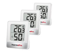 ThermoPro TP49-3 Piccolo Igrometro Digitale Termometro Interno Termometro Dell'atmosfera Monitor di Temperatura e Umidometro per il Comfort Home Office Termometro di Rettile, 3 Pezzi