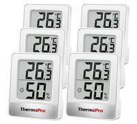 ThermoPro TP49-6 Piccolo Igrometro Digitale Termometro Interno Termometro Dell'atmosfera Monitor di Temperatura e Umidometro per il Comfort Home Office Termometro di Rettile, 6 Pezzi