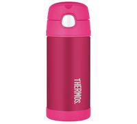 Thermos - Caraffa termica in acciaio INOX, 355 ml, per cannuccia, colore: rosa bottiglia con cannuccia rosa