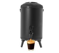 Thermos da 10 litri con beccuccio, dispenser isolato per bevande calde e fredde (nero), doppio thermos in acciaio inox, ideale per limonata, tè freddo e caffè