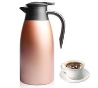 Thermos da 2 l, per caffettiera, in acciaio inox, con manico e beccuccio, isolamento sottovuoto, a doppia parete, per ufficio e casa (oro rosa)