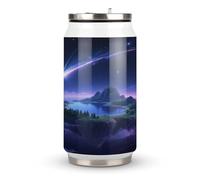Thermos da 50,5 ml con stampa dell'isola del cielo stellato, in acciaio inox, con coperchio e cannuccia, adatto per l'uso in auto, viaggi, fitness, attività all'aperto, bar, uffici, casa, ecc