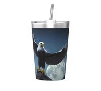 Thermos da viaggio con stampa aquila sotto le stelle, borraccia portatile per mantenere caldo e freddo, tazza da viaggio per ufficio e sport in auto