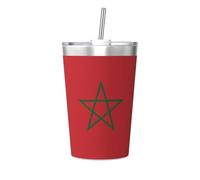Thermos da viaggio con stampa bandiera del Marocco, bottiglia d'acqua portatile per mantenere caldo e freddo, tazza da viaggio per ufficio e sport in auto