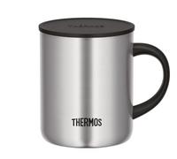 Thermos Edelstahlbecher Longlife Cup 350ml,Tasse Edelstahl mattiert mit auflegbarem Deckel, Kaffeebecher hält Getränke länger heiß, ideal für Büro oder Camping -,Steel, 1 Stück (1er Pack)