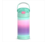 THERMOS Funtainer - Borraccia con cannuccia, 350 ml, in acciaio inox, isolata sottovuoto, con coperchio, colore: menta sfumata