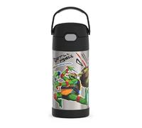 THERMOS Funtainer Borraccia con cannuccia, 350 ml, in acciaio inox, isolata sottovuoto, con coperchio, Tartarughe Ninja