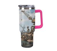 Thermos in acciaio inox da 1,18 l con manico e coperchio con cannuccia, il design affusolato si adatta al portabicchieri della tua auto, thermos meccanico con motivo portiere. Un must per il campeggio