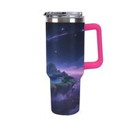 Thermos in acciaio inox da 1,18 l con manico e coperchio con cannuccia, il design affusolato si adatta al portabicchieri della tua auto Dreamlike Starry Sky Island thermos a fantasia un must per