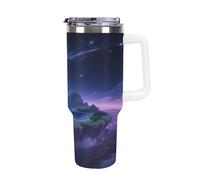 Thermos in acciaio inox da 1,18 l con manico e coperchio con cannuccia, il design affusolato si adatta al portabicchieri della tua auto Dreamlike Starry Sky Island thermos a fantasia un must per