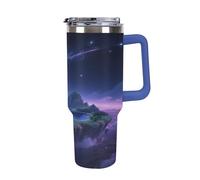 Thermos in acciaio inox da 1,18 l con manico e coperchio con cannuccia, il design affusolato si adatta al portabicchieri della tua auto Dreamlike Starry Sky Island thermos a fantasia un must per