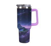 Thermos in acciaio inox da 1,18 l con manico e coperchio con cannuccia, il design affusolato si adatta al portabicchieri della tua auto Dreamlike Starry Sky Island thermos a fantasia un must per
