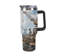 Thermos in acciaio inox da 1,18 l con manico e coperchio con cannuccia, il design affusolato si adatta al portabicchieri della tua auto, thermos meccanico con motivo portiere. Un must per il campeggio