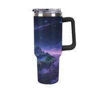 Thermos in acciaio inox da 1,18 l con manico e coperchio con cannuccia, il design affusolato si adatta al portabicchieri della tua auto Dreamlike Starry Sky Island thermos a fantasia un must per