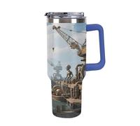 Thermos in acciaio inox da 1,18 l con manico e coperchio con cannuccia, il design affusolato si adatta al portabicchieri della tua auto, thermos meccanico con motivo portiere. Un must per il campeggio
