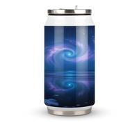 Thermos in acciaio inox stampato a specchio con stella marina vortice con coperchio e cannuccia, adatto per l'uso in auto, viaggi, fitness, attività all'aperto, bar, uffici, casa, ecc