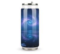 Thermos in acciaio inox stampato a specchio con stella marina vortice con coperchio e cannuccia, adatto per l'uso in auto, viaggi, fitness, attività all'aperto, bar, uffici, casa, ecc