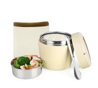 Thermos per Alimenti Caldi1500ml, Contenitore Termico per Alimenti con Cucchiaio Pieghevole, Lunch Box Termico in Acciaio Inossidabile, Porta Pranzo Termicos per Zuppa, Porridge, Riso, Verde