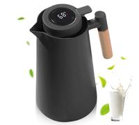 Thermos Tè Tè Isolato 1 Lt Caffettiera con Manico in Legno Bottiglia con Pulsante di Sicurezza per Casa Ufficio Hotel
