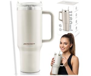 Thermosbecher mit Strohhalm 1180 ml Berdsen cremefarben
