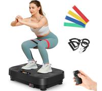 THERUN Pedana Vibrante Dimagrante 99 Livelli, 5 Programmi Preimpostati, Piattaforma Vibrante per Allenamento Corpo Completo, Brucia Grassi e Tonificazione, Uso Casa con Bande Elastiche e Telecomando