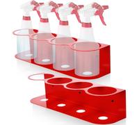 Therwen 2 portabottiglie spray multiuso in acciaio a 4 fori, 40 x 10 x 9,1 cm, resistente, facile da installare, montaggio a parete, organizer per bottiglie di vernice, per spazio domestico, rosso