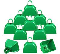 Therwen Confezione da 12 campanelli in metallo a forma di mucca con manico, 7,6 cm, percussioni a mano, campanelli rumorosi per eventi sportivi, tifi, partite di calcio, spirito di squadra, matrimoni,