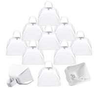 Therwen Confezione da 12 campanelli in metallo a forma di mucca con manico, 7,6 cm, percussioni a mano, campanelli rumorosi per eventi sportivi, tifi, partite di calcio, spirito di squadra, matrimoni,
