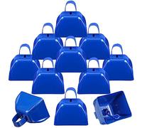 Therwen Confezione da 12 campanelli in metallo a forma di mucca con manico, 7,6 cm, percussioni a mano, campanelli rumorosi per eventi sportivi, tifi, partite di calcio, spirito di squadra, matrimoni,