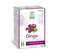 Thés de la pagode - Tè Gingo biologico - Tè verde con Ginkgo Biloba - Scatola da 60 bustine di tè - Formula rinforzata e brevettata - Favorisce la buona circolazione, riduce l'effetto gambe pesanti