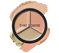 THESAEM Cover Perfection Triple Pot Concealer - Correttore in 3 colori con tonalità Beige chiaro, Verde e Pesca - Copertura totale per correggere e nascondere rossori, occhiaie, 01 Correct Beige