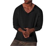 TheSosy Maglietta a maniche lunghe da uomo Camicia casual Girocollo Camicia nera Pullover tinta unita da uomo Felpa casual da vacanza da uomo Camicia a maniche lunghe Girocollo Felpa con cappuccio
