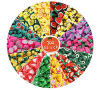 THETAG Perline Argilla Polimerica, 200pz Perline Frutta Mista, Morbide Perline per Il Fai Da Te per la Creazione di Gioielli Braccialetto Orecchino Collana