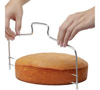 THETHO Torta Taglierina Affettatrice in Acciaio Inossidabile, Taglierina della Torta Affettatrice Leveler, Doppio Filo Torta Taglierina Affettatrice Regolabile, Filo Taglia Torta per Fette, Argento