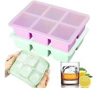 Theuwnee® 2 Pcs Cubetti Ghiaccio Stampo con Coperchio, Grande Stampi per Ghiaccio in Silicone, Certificato LFGB e Senza BPA, Ideale per Congelatore, Whisky, Cocktail e Altre Bevande