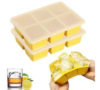 Theuwnee® 2 PCS Vassoio per Cubetti di Ghiaccio in Silicone, Grande Stampo per Cubetti di Ghiaccio con Coperchio, Inodore, Impilabile e Lavabile in Lavastoviglie, per Birra, Whisky, Cocktail e Snack