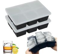 Theuwnee®2 PCS Vassoio per Cubetti di Ghiaccio in Silicone, Grande Stampo per Cubetti di Ghiaccio con Coperchio, Inodore, Impilabile e Lavabile in Lavastoviglie, per Birra, Whisky, Cocktail e Snack