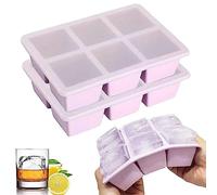 Theuwnee® 2 PCS Vassoio per Cubetti di Ghiaccio in Silicone, Grande Stampo per Cubetti di Ghiaccio con Coperchio, Inodore, Impilabile e Lavabile in Lavastoviglie, per Birra, Whisky, Cocktail e Snack