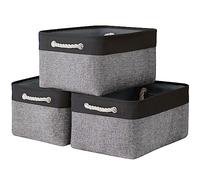 TheWarmHome Cestino portaoggetti pieghevole per mensole, 40,6 x 30,5 x 20,3 cm, grande, confezione da 3 cestini portaoggetti per organizzare con corda, cubi portaoggetti in tessuto per organizzare