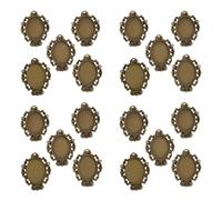 Thewasc 20Pcs Base Ovale Multifunzionale Base Ovale Portatile Adatto per Tempo Gemme Gioielli Lega Texture Ovale Pendente Base, Misura unica, come descritto
