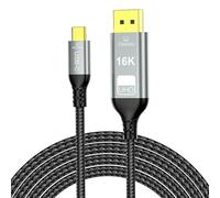 Thewasc Adattatori professionali da USB C a DP 2.1 che supportano 16K 30Hz 8K 60Hz 4K 240Hz ad alta larghezza di banda per laptop e monitor desktop Cavo Hdrs